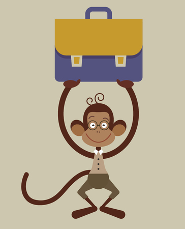 Monkey with a briefcase - back to school illustrationのイラスト素材