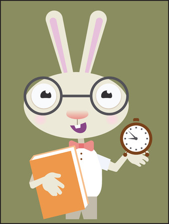 Rabbit - back to school illustrationのイラスト素材