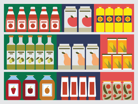 Shelves with products in the shopのイラスト素材
