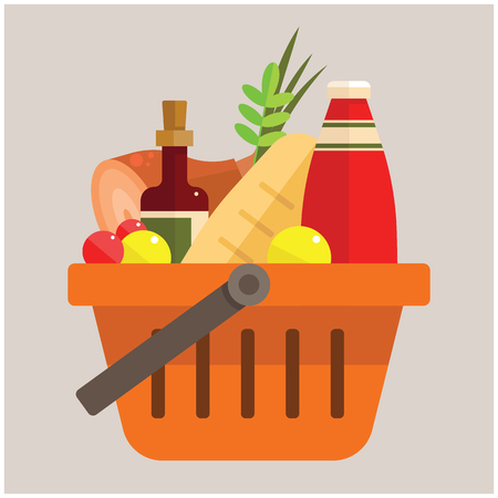 basket with foodsのイラスト素材