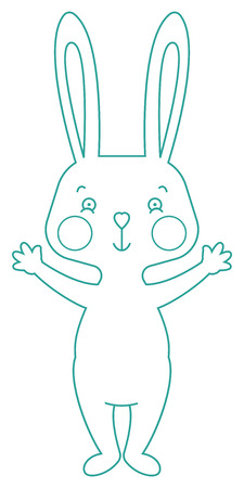 Funny rabbit - contour illustrationのイラスト素材