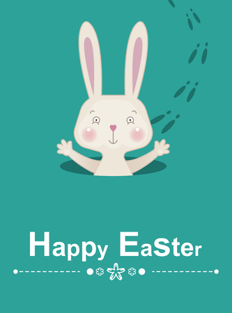 Happy easter rabbit - greeting easter cardのイラスト素材