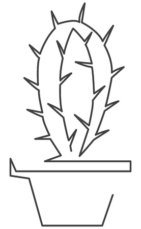 Indoor flower cactus painted in one line style ilustration.のイラスト素材