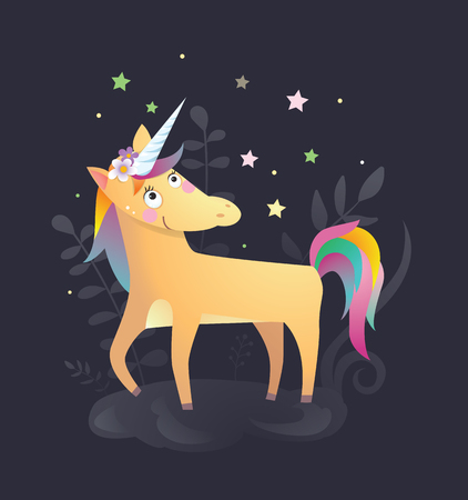 Funny unicorn - vector humor color illustrationのイラスト素材