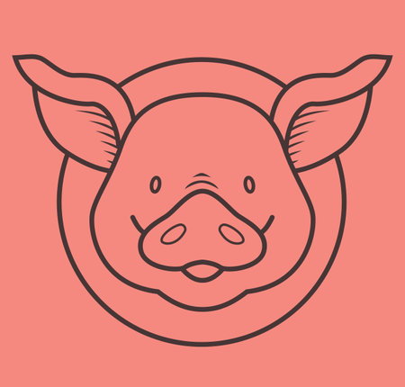 Funny piggy - outline humor color illustrationのイラスト素材