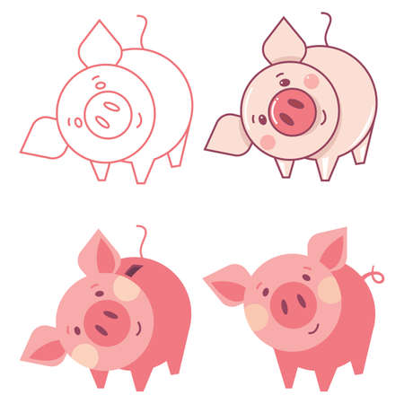 Funny piggy - vector humor color illustrationのイラスト素材