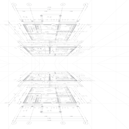 Architectural blueprint on white background. Vector illustration.のイラスト素材