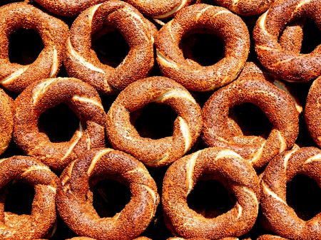 Turkish Bagels as backgroundの写真素材