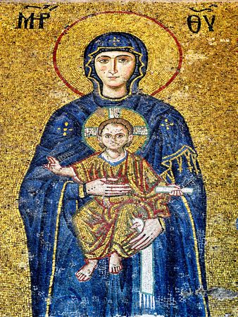 Virgin Mary holding the Christ Childの写真素材