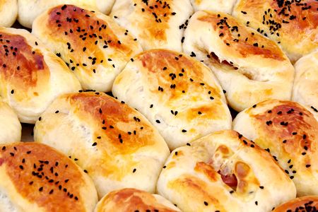 Puff pastries as backgroundの写真素材