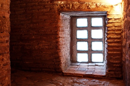 Window in passageway at St Sophia Museumの写真素材
