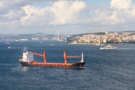 Cargo ship at Bosporus, Istanbulの写真素材