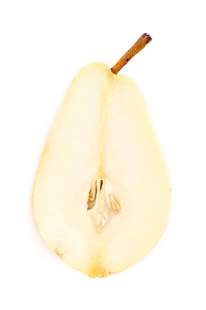 Half of pear, isolated on white backgroundの写真素材