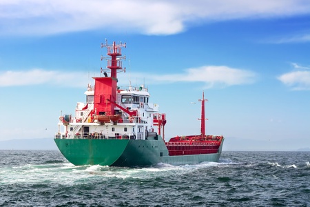 Tanker ship sailing in to the open sea 