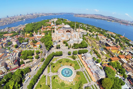 Ayasofya at Old City of Istanbul  Aerial Turkey Views  Hagia Sophia, forth largest building in the world that was made as a church の写真素材