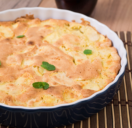 Apple pie in the form of a decorative mint leavesの写真素材