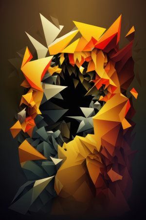 Vertical abstract background, polygons, orange color. AI generative. Background for the site, for the desktop.の素材
