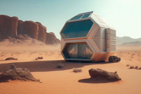 House on Mars. AI generative. illustration in photorealistic style.の素材