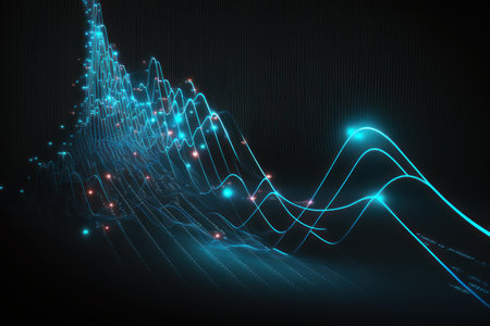 Neon graph, business illustration. AI generative. Graphic style illustration.の素材