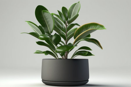 Plant in a pot on a gray background. AI generative. illustration in photorealistic style.の素材