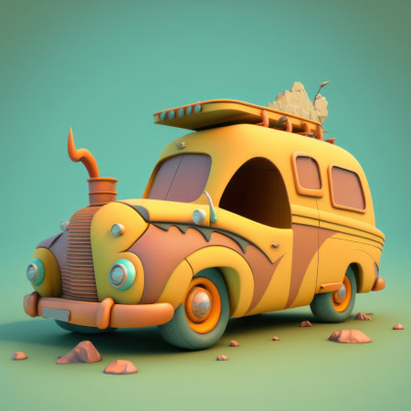 Toy car, 3d. AI generative. Illustration in 3D style.の素材