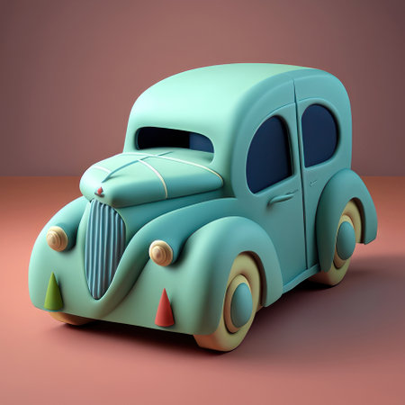 Toy car made of plastic, 3d. AI generative. Illustration in 3D style.の素材