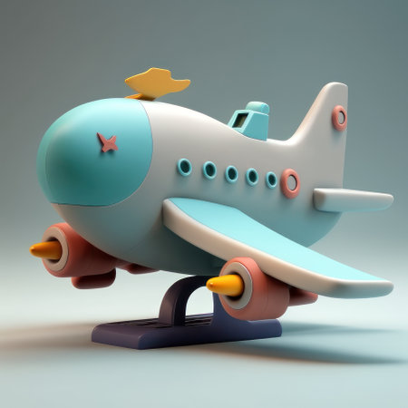 Toy plane, 3d. AI generative. Illustration in 3D style.の素材