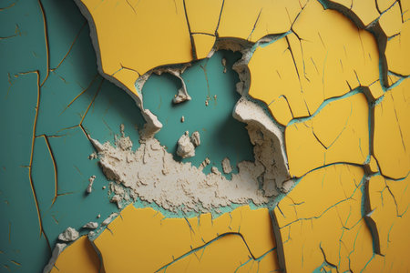 texture, background. Colored cracked paint. AI generative. illustration in photorealistic style.の素材
