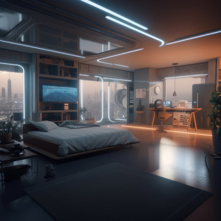 Room of the future. AI generative. illustration in photorealistic style.の素材