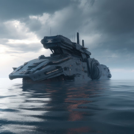 The ship of the future at sea. AI generative. illustration in photorealistic style.の素材