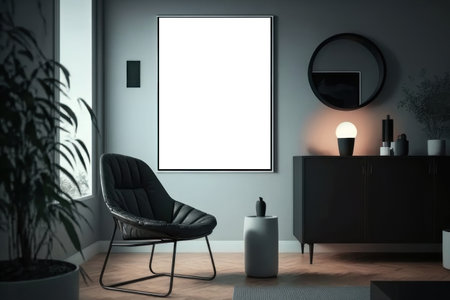 mockup. Frame for a picture in the interior. AI generative. illustration in photorealistic style.の素材