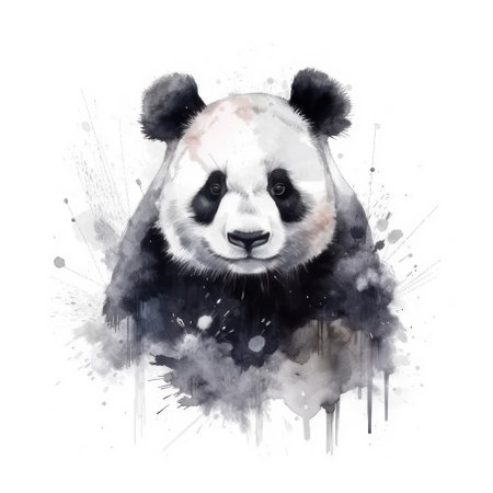 Watercolor panda, portrait. AI generative. illustration in watercolor drawing style.の素材