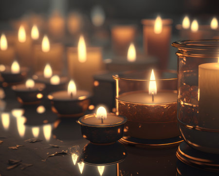Candles. AI generative. illustration in photorealistic style.の素材