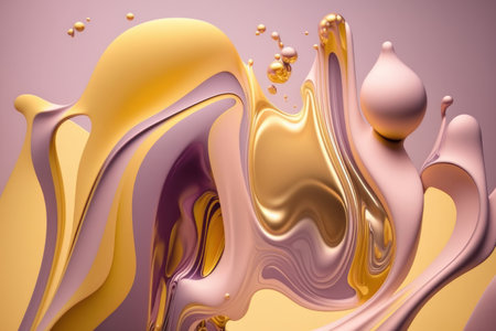 abstract background. Splashes of paint, pastel colors and gold. AI generative. illustration in photorealistic style.の素材