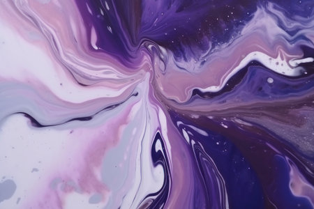 abstract background. Liquid paint, fluid art style. purple and white paint. AI generative. Background for the site or desktop.の素材