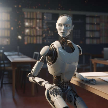 Robot student. AI generative. illustration in photorealistic style.の素材