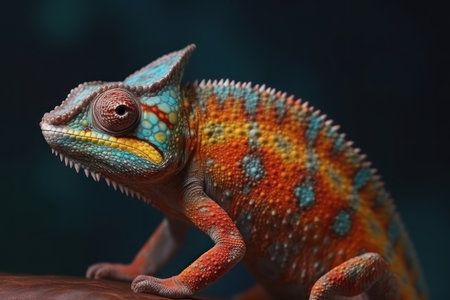 Multicolored chameleon. AI generative. illustration in photorealistic style.の素材