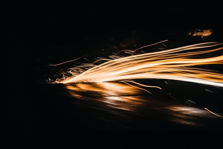 Bright lights at night, timelapse. movement speed. AI generative. illustration in photorealistic style.の素材