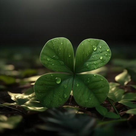 Four-leaf clover. AI generative. illustration in photorealistic style.の素材