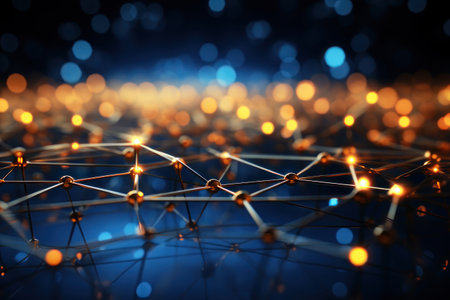 Abstract background, cyberspace, network of neurons. AI generative. Background for the site, desktop.の素材