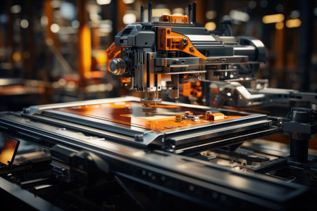 Factory, production machine. AI generative. illustration in photorealistic style.の素材