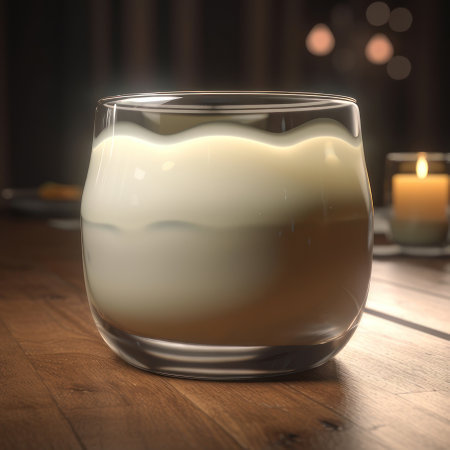 Milk pudding in a glass bowl. AI generative. illustration in photorealistic style.の素材