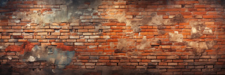 Banner. Background, texture, red old brick wall. background for the site. AI generative. illustration in photorealistic style.の素材