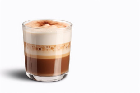 Cappuccino in a glass on a white background. AI generative. Illustration in photorealistic style.の素材