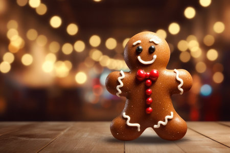 New Year's gingerbread, background with copy space. AI generative. Illustration in photorealistic style.の素材