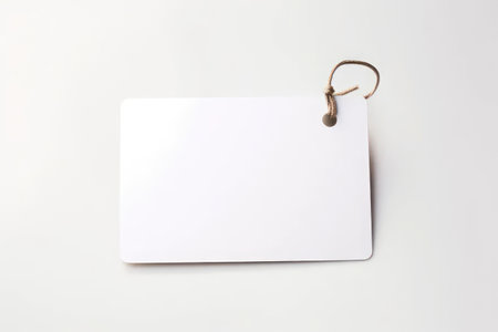 Mockup, tag. White tag on a white background. AI generative. Illustration in photorealistic style.の素材