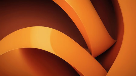 Abstract horizontal background. Orange light curves on an orange background. AI generative. Background for the site.の素材