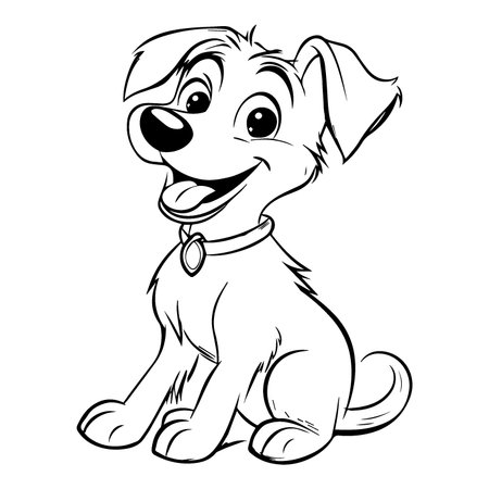Coloring for kids, dog, vector. Black outline on white background. Vector illustration.のイラスト素材