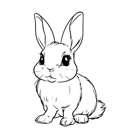 Coloring for kids, little rabbit, vector. Black outline on white background. Vector illustration.のイラスト素材