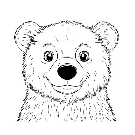 Coloring for kids, bear, vector. Black outline on white background. Vector illustration.のイラスト素材